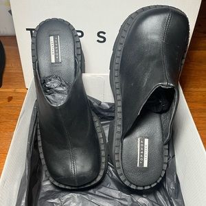 Topshop premium leather chunky mule